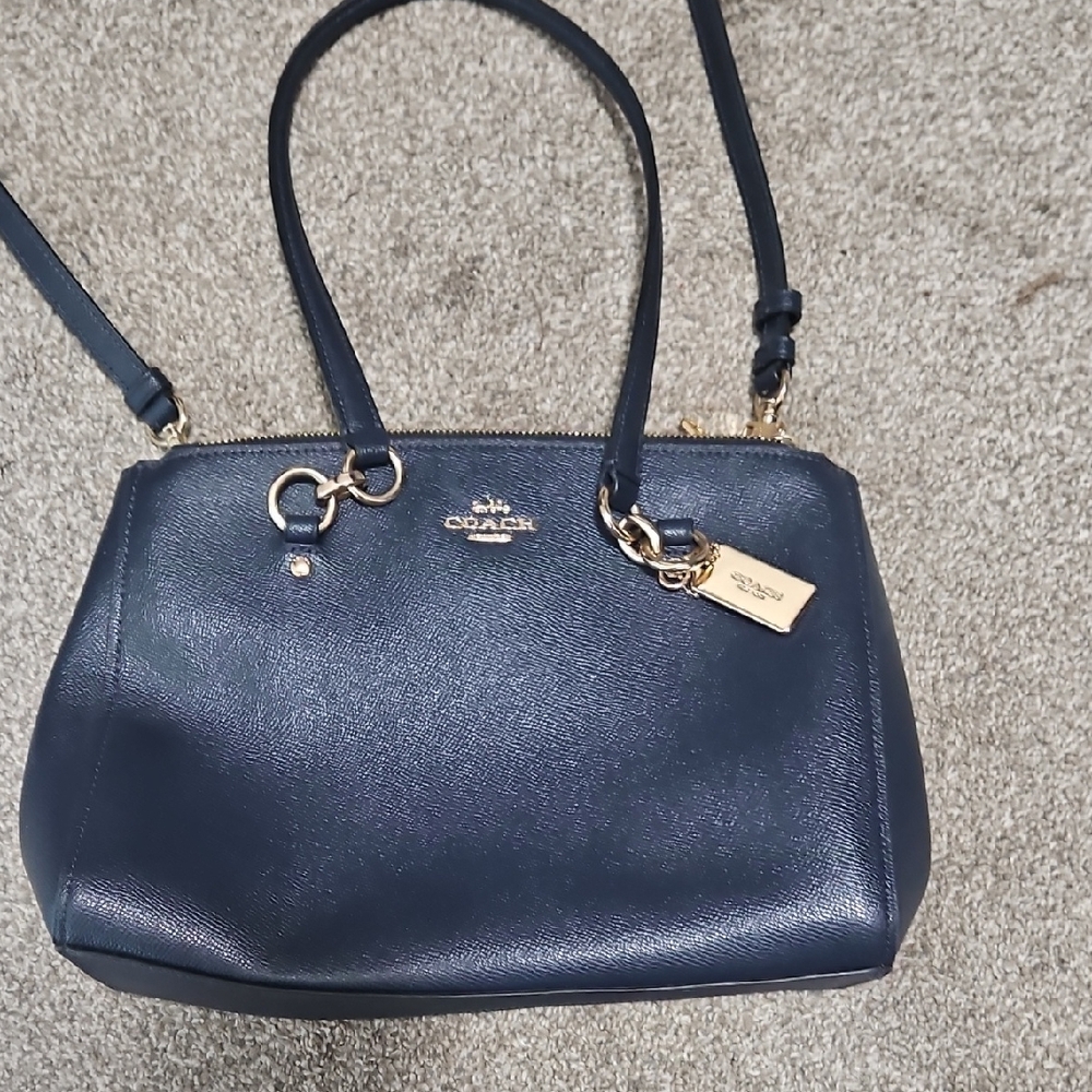 Coach Navy Leather Shoulder Bag